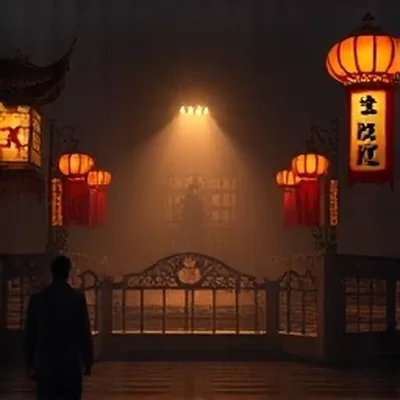 《鹿台春秋》封面：残垣与落日交错的暖色画面